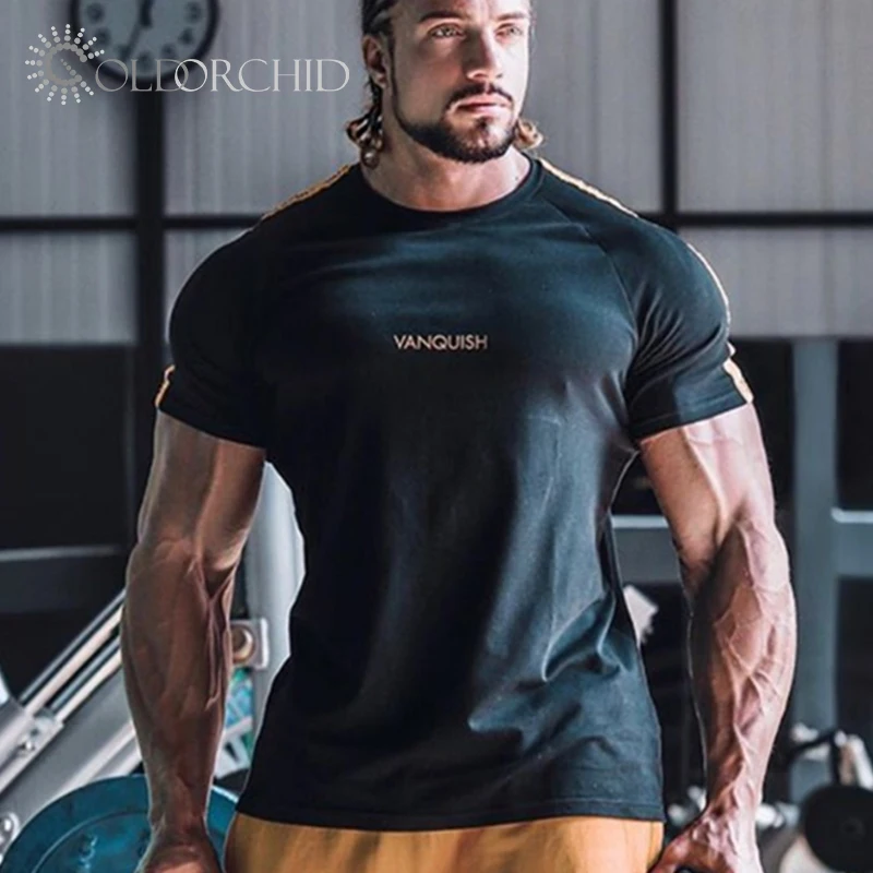 2019 hot sale Sleeve Mens Sport T Shirts Men's Gym T Shirt Sport Running Fitness Short