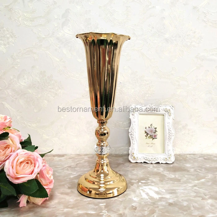 Gold Trumpet Polished Metal Tall Wedding Centerpieces Vases Buy Gold