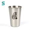 16oz 500ml Stainless steel shatterproof pint metal beer cups set with lid straws
