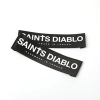 

Sew on End Fold Soft Tags Custom Printed White Branding Fabric Black Satin Ribbon Neck Labels for Clothing