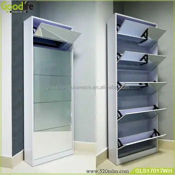 25 Pairs Mirrored Shoe Cabinet Rack Mirror Storage Organiser 5