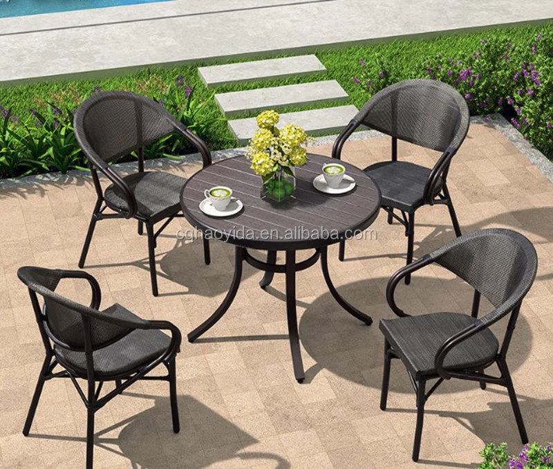Modern dining chairs wicker steel outdoor furniture set for sale