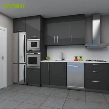 Black Gloss Free Standing Apartment Kitchen Units - Buy Kitchen Units ...