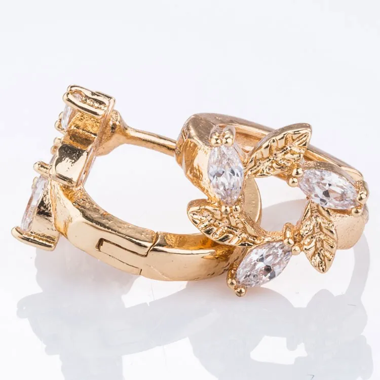 

2019 new fashion jewelry zirconia 14k gold jumka earring for young girls