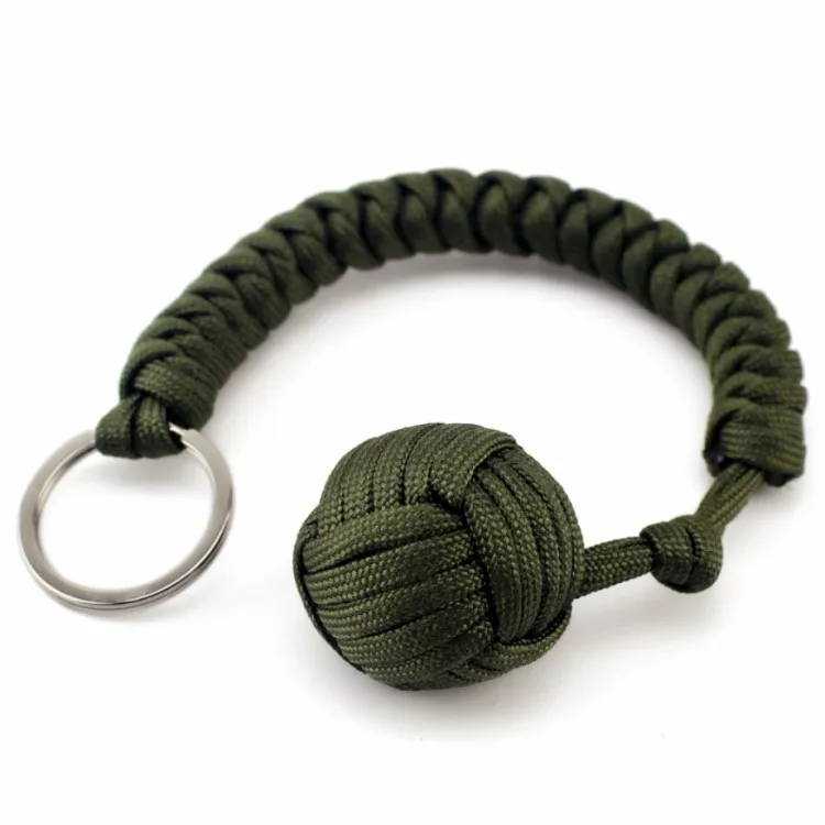 Affenfaust Paracord Militär Schlüsselbund Stahl Survival Ball Schwarz 