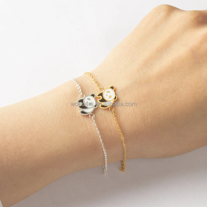 

Two Color Combos Enamel Panda Bear Bracelet Jewellery Gold Plated Bracelet