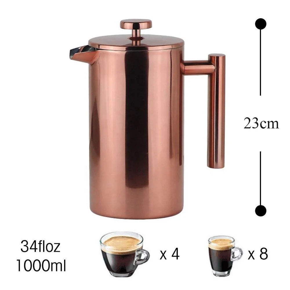 1000ml Stainless Steel Copper Color Double Wall Coffee Maker Buy
