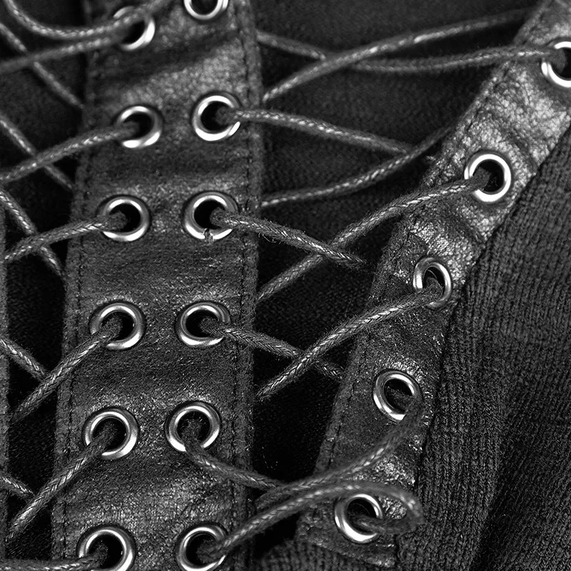 T-462 Gothic festival black punk V neck long sleeve men shirts