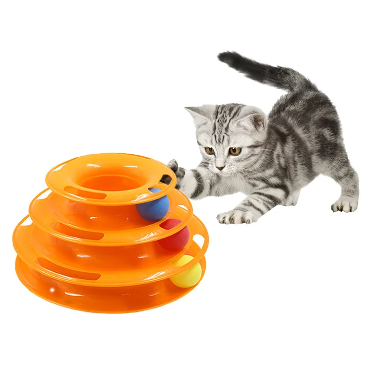 

Double Three-layer Spring Mouse Make Cats Play Plate Cat Toy Turntable, Silver