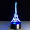 7 Color Changing 3D Optical Illusion Tower Night Light with Touchable Switch USB Port