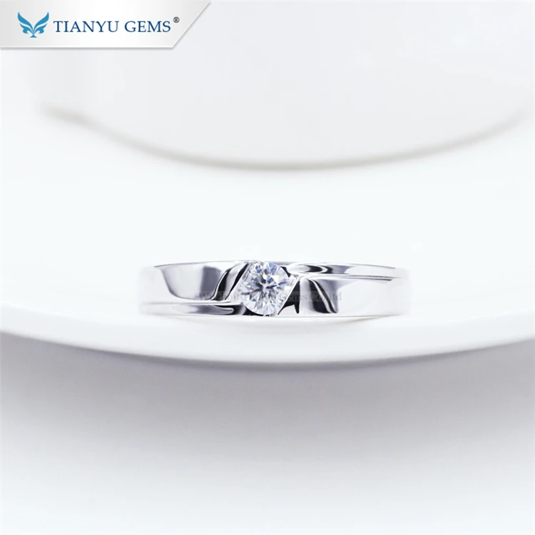 

Tianyu men jewelry 925 sterling silver gold plated 18k solitaire moissanite engagement wedding ring for man