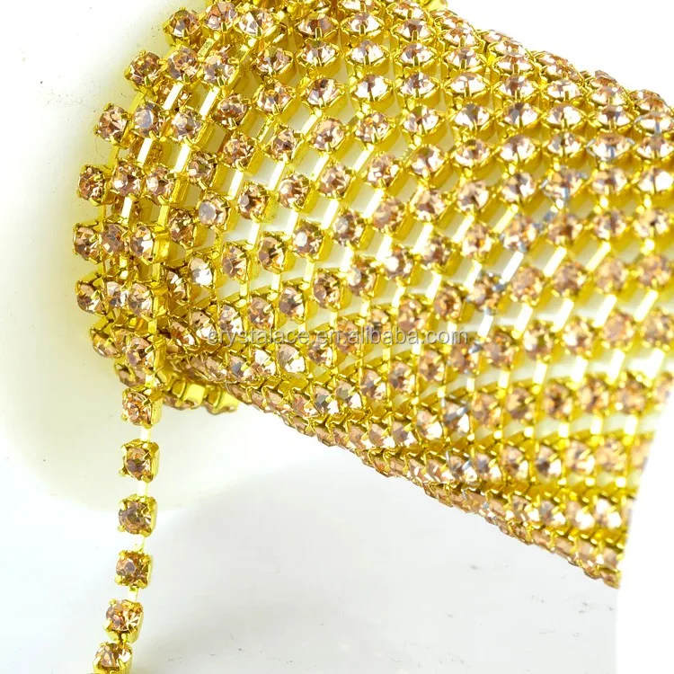 Machine cut Chaton Cup Chain string / strass rope, Roll of 10 yard A+ grade Crystal/ Rhinestones /strass chain trimming