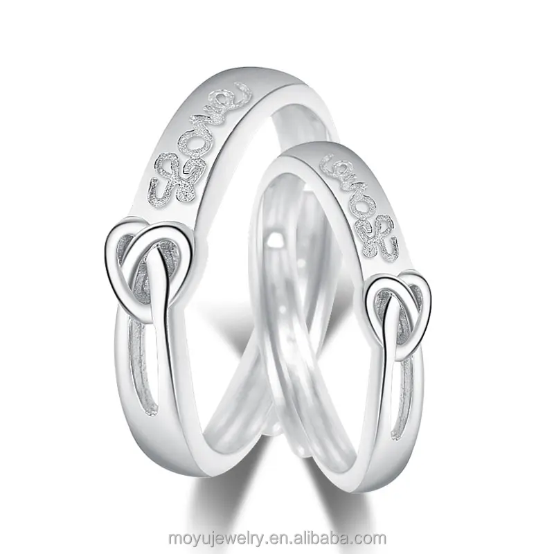

rhodium plated rings type knot 'Love' Couple memory rings