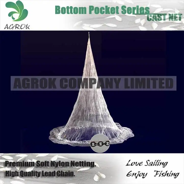 Mesh Size1/2" Radius612ft Lead Chain Casting Net Nylon Monofilament Fishing Cast Net Bottom