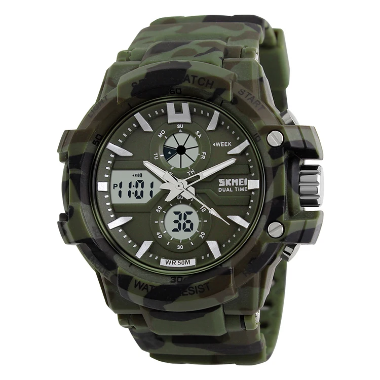 Skmei 0990 Military China Waterproof Wholesale Watches Men Camo Army Plastic Digital Analog Sport Wristwatch