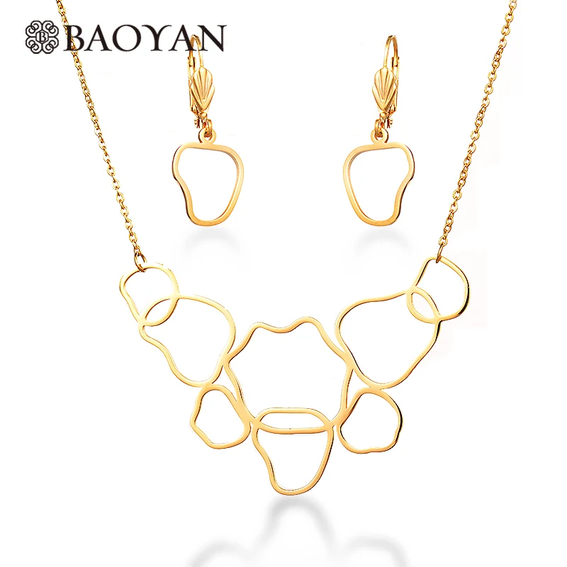 

BAOYAN African Gold Plated Stainless Steel Abstract Geometric Jewelry Set