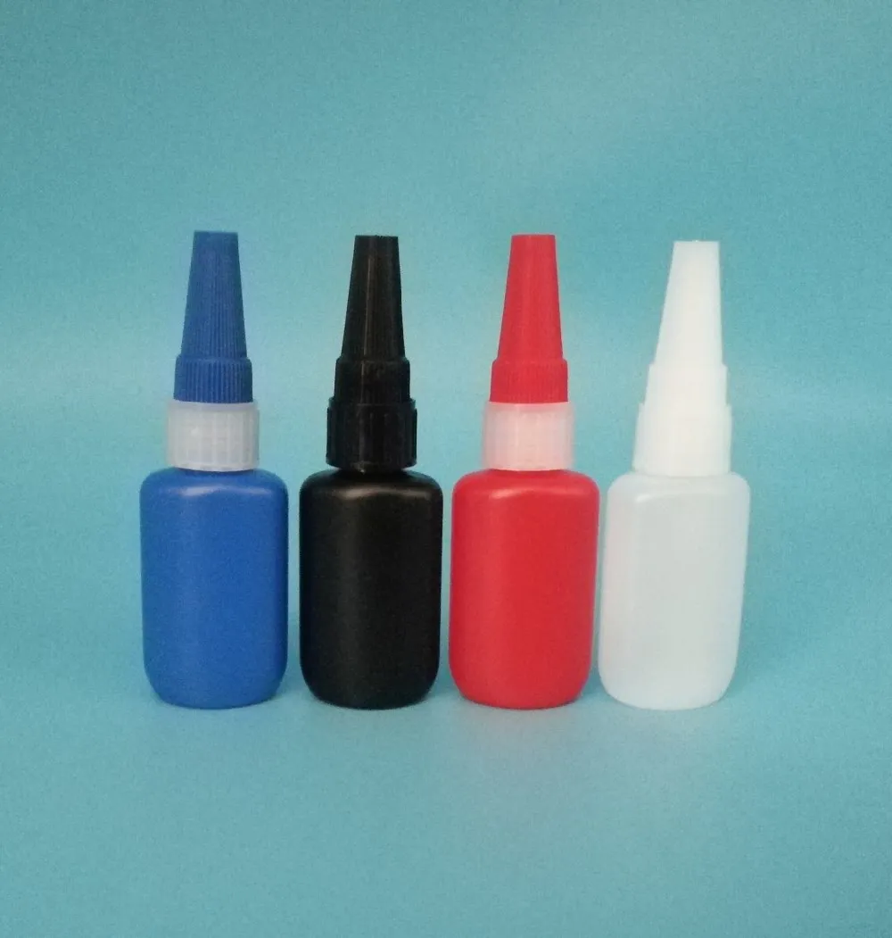 30ml Hdpe / Ldpe Flat Oval Plastic Glue Bottle Natural / Blue Red Color