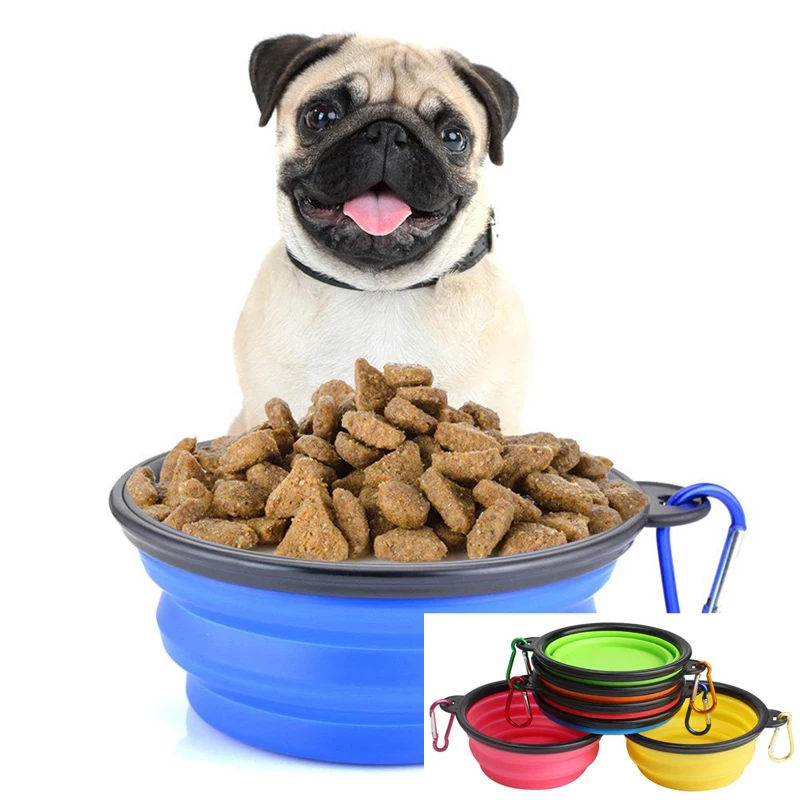 Wholesale Personalized Portable Folding Collapsible Dog Feeding Bowl with Stand, Silicone Travel Dog Water Bowl Custom