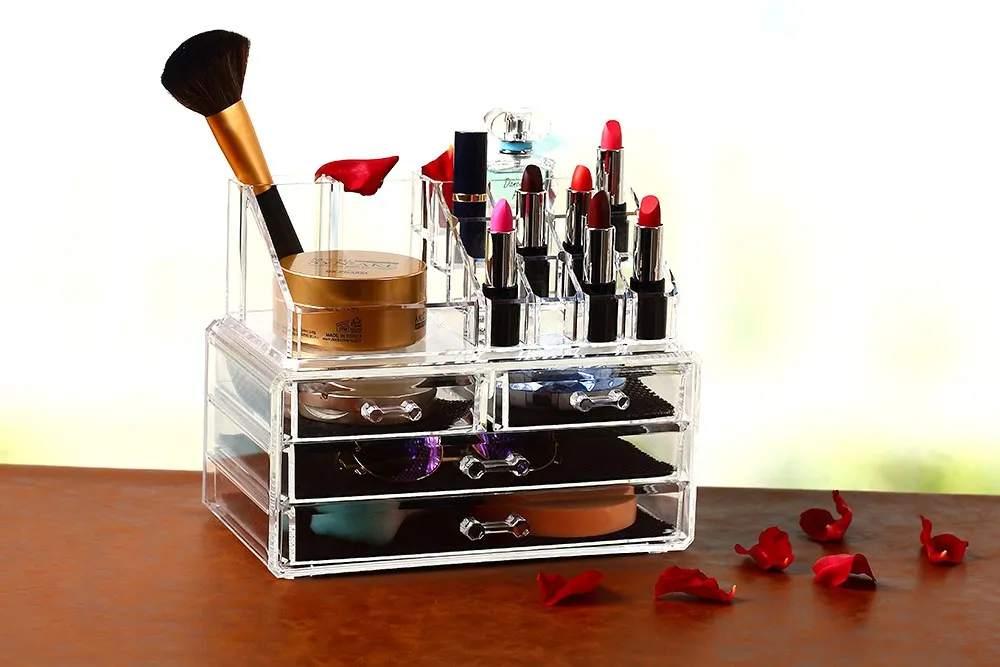 Dressing Table Clear Acrylic Makeup Cosmetic Beauty Organizer With 4 Drawers Buy Dressing