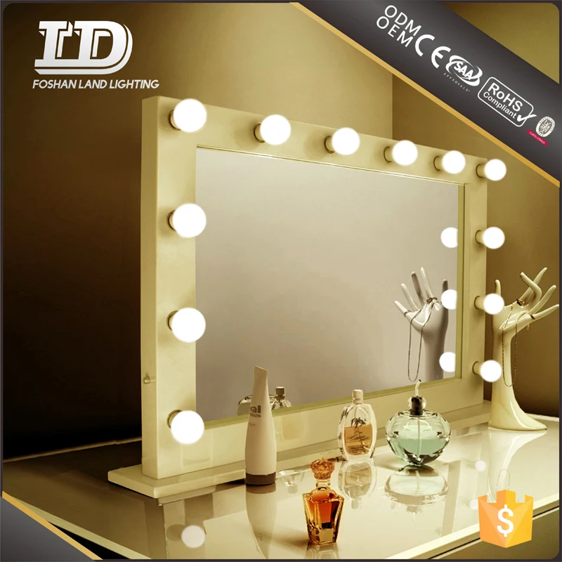 6 Bulbs Rectangle Hollywood Makeup Mirror With Led Light Buy Makeup