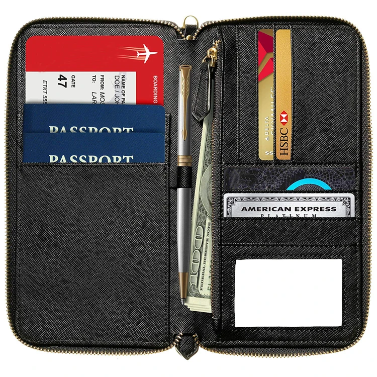 Travel Document Organizer /& RFID Wallet Case Family Holder Id