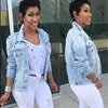 5XL Plus Size Denim Jacket Women Casacos Feminino Slim Ripped Holes Jeans Jackets Coat Femme Vintage Jacket Y11318