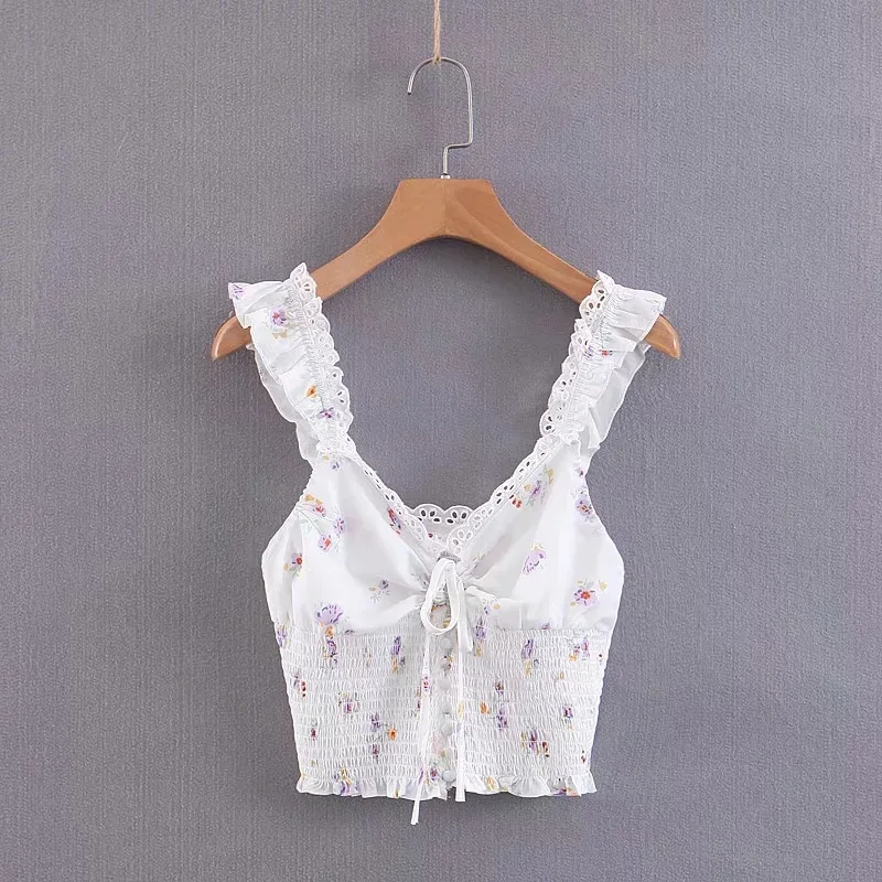 

2019 summer season ladies cotton blouse lace halter crop top for womens