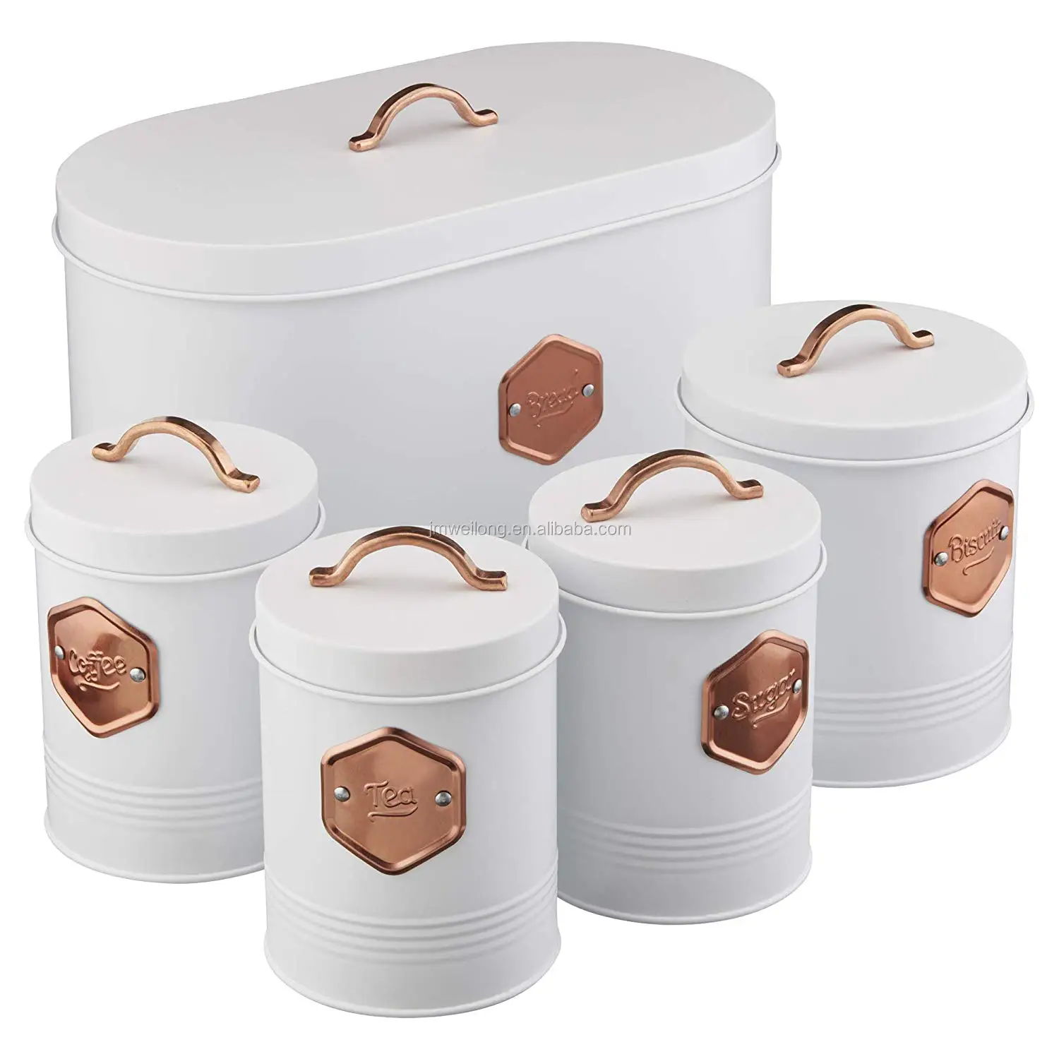 5 Piece Ceramic Storage Set Bistro Kitchen Coffee Sugar Tea Food Canisters New 