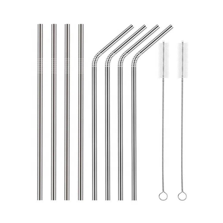 

wholesale reusable colored 304 metal stainless steel drinking straws set, Natural color