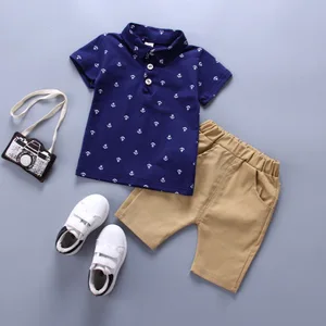 F20720A European style fashion boys summer clothing polo shirt pants set child clothes 2