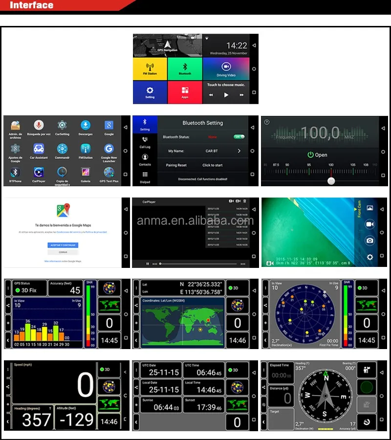 Android 5 inch screen 3 in 1 Intelligent DVR GPS rear view car mirror with camera for navigator