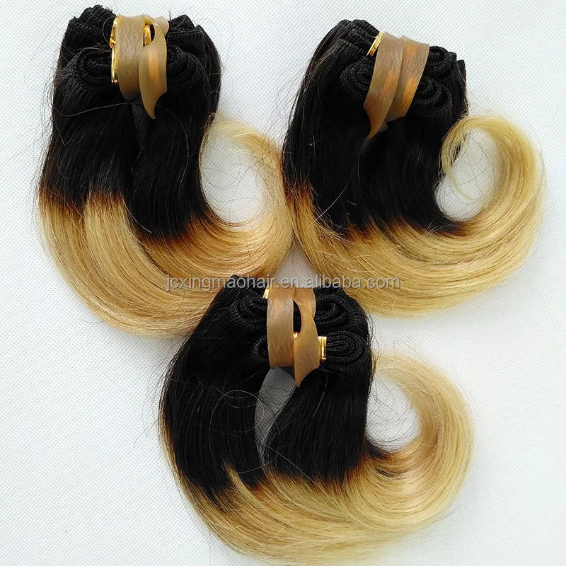 

Fast Free Shipping 8a Grade 8inch Short Wavy Hair Extensions Ombre Color Black to Blonde Human Hair Weaving T1B/27, Ombre color natural black to blonde 1b/27