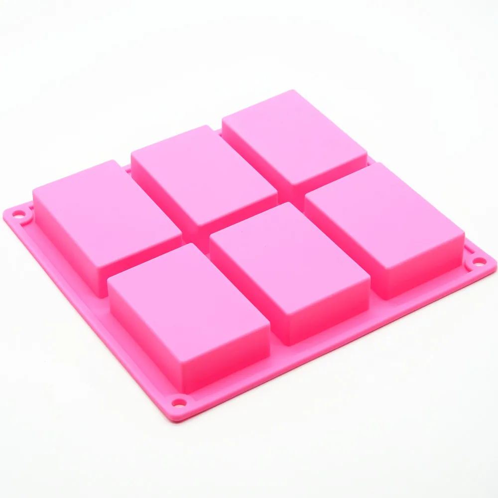 

BHD BPA free 6 Cavity Rectangle Silicone Soap Molds, Blue;pink;purple;custom