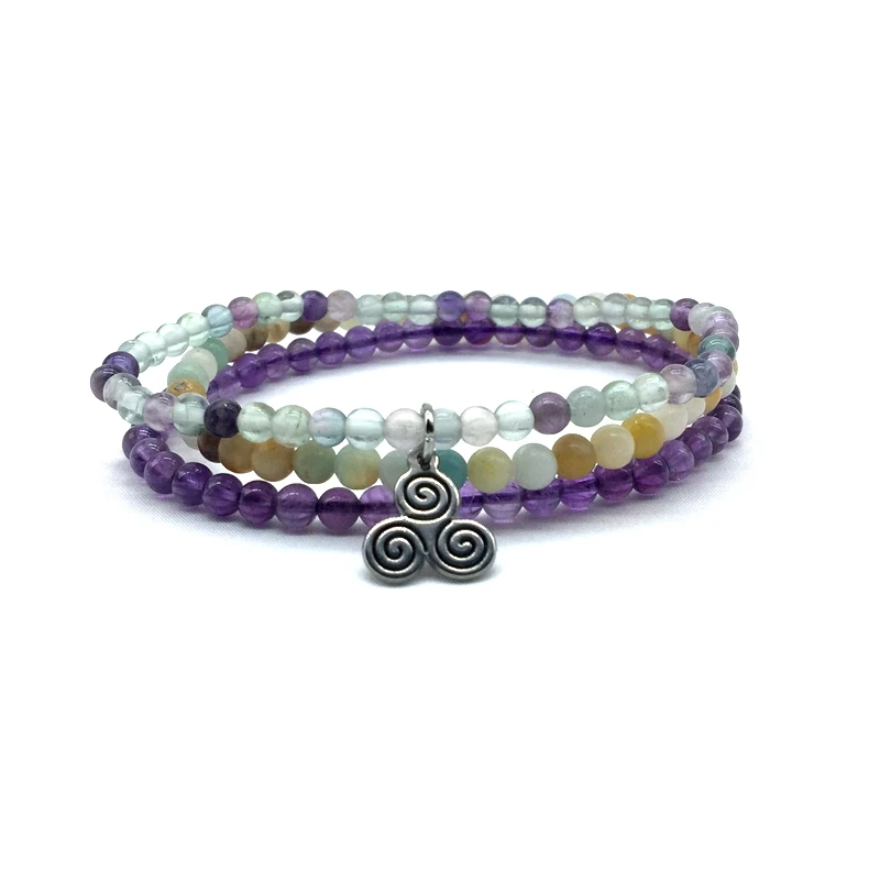 

Natural Stone Bead Woman Bracelet Sets Chakra 4 mm Round beads Yoga Healing Energy Feng Shui Balance Jewelry Bangle Gifts