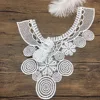 OLN14191 2017 new india shiny poly embroidery neck lace white dubai lace patch for garment