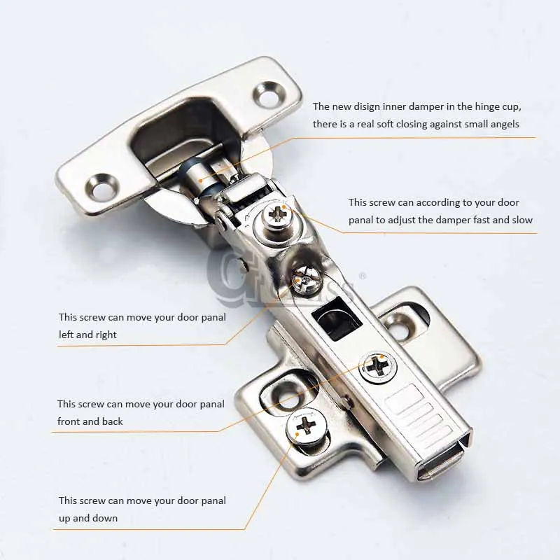 Furniture Half Overlay Clip On Soft Close Door Hinge Damper Can