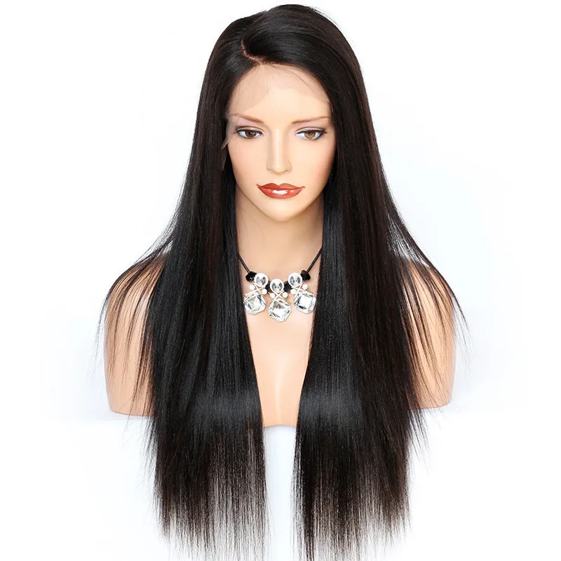 

New Arrival Indian Remy Hair Natural Color 20inches Light Yaki Lace Front Wig 4.5 Super Deep C Side Part Lace Front Wigs