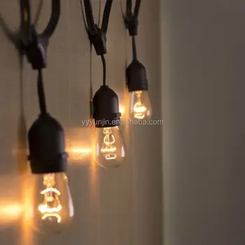 14awg Pvc 48 Feet 15pcs E27 Base Suspended Socket Cafe Black String 14awg Pvc 48 Feet 15pcs E27 Base Suspended Socket Cafe Black String Lights Outdoor Garden Led