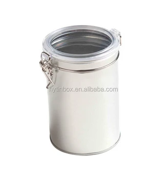 round tin with clear lid