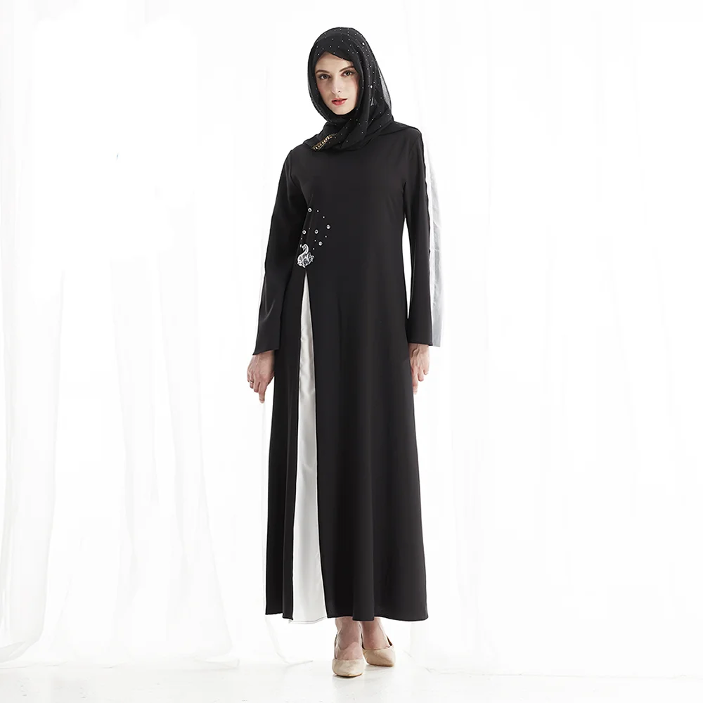 

Zakiyyah 7005 New Model Abaya with Beading China Wholesale in Muslim Moroccan Abaya Jilbab Islamic Dress, Black