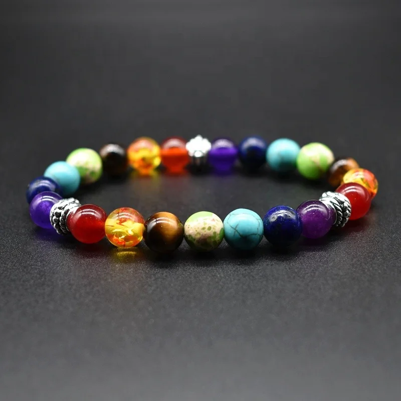 

New 7 Mixed Chakra Healing Balance Beads Bracelet Yoga Life Energy Natural Stone Bracelet Lovers Jewelry Gift for women, N/a