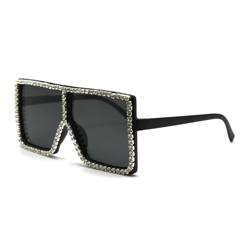 

New band design oversize frame bling sun shades women big square diamond eyewear fashion rhinestone sunglasses