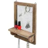 Wall Mount Jewelry Organizer Holder with Hooks Shelf Rod hanging Earrings Necklaces Bracelets Rings Storage