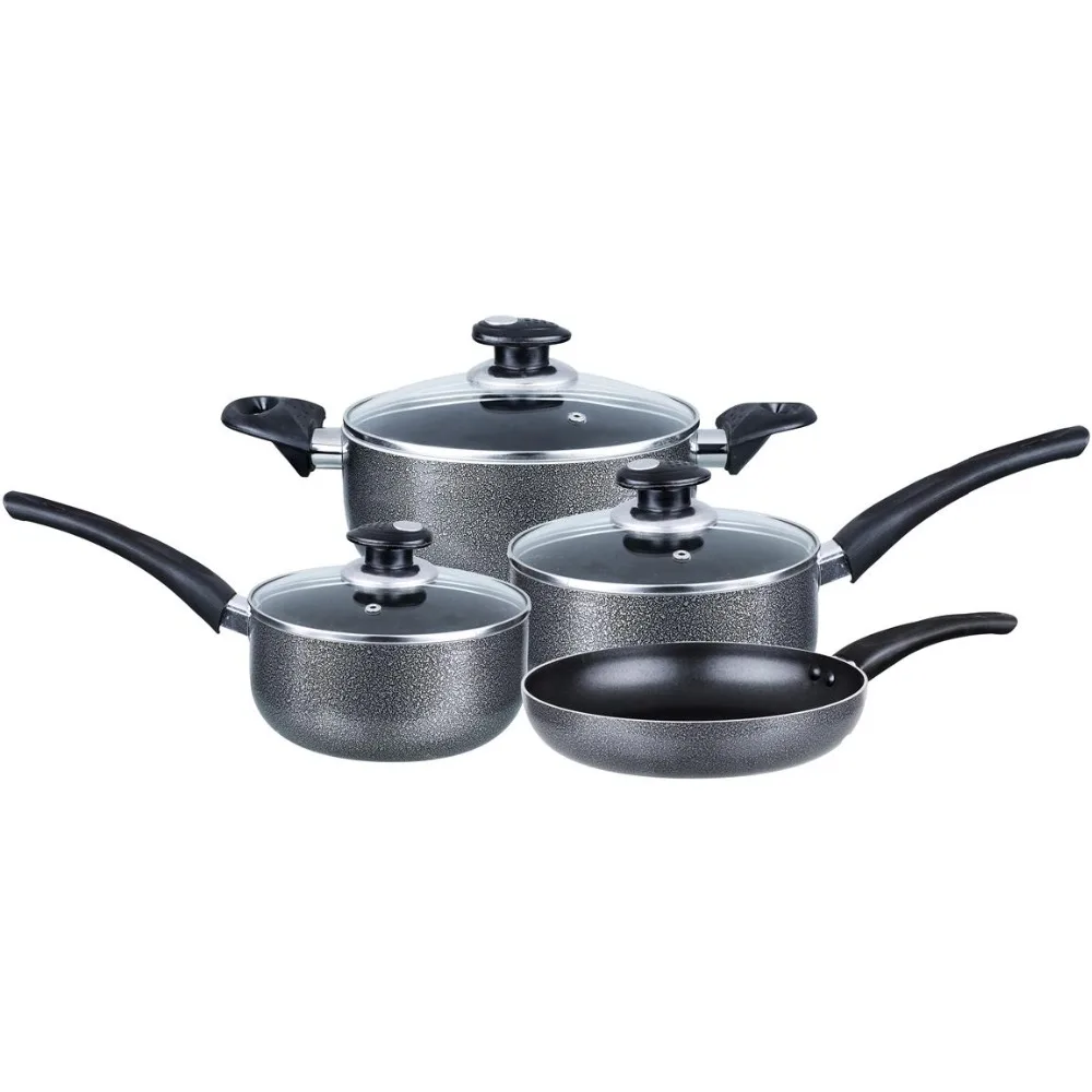 

kitchen nonstick aluminum cookware sets cheap cooking pot and pans, Black