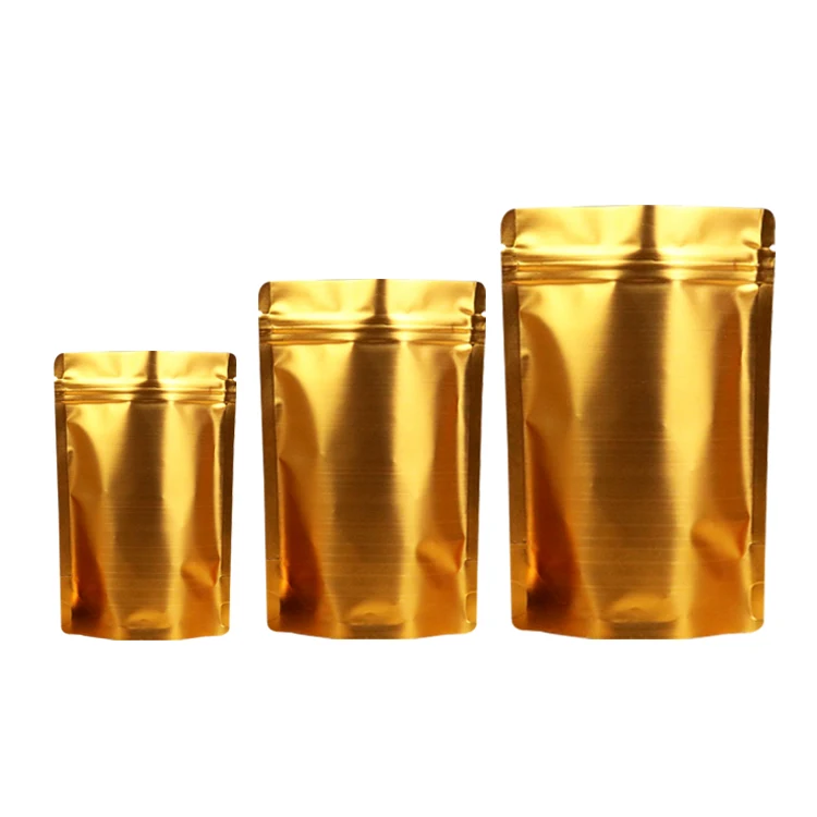 

Colored Zip Lock Plastic Aluminum Foil Ziplock Bag With Euro Slot Gold Metallic Mylar Zip Lock Stand Up Bags Pouches