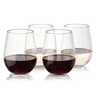 

Unbreakable Elegant Plastic Stemless Wine Glasses,100% Tritan Shatterproof Glassware,16OZ PLASTIC WINE TUMBLER BBQ SET