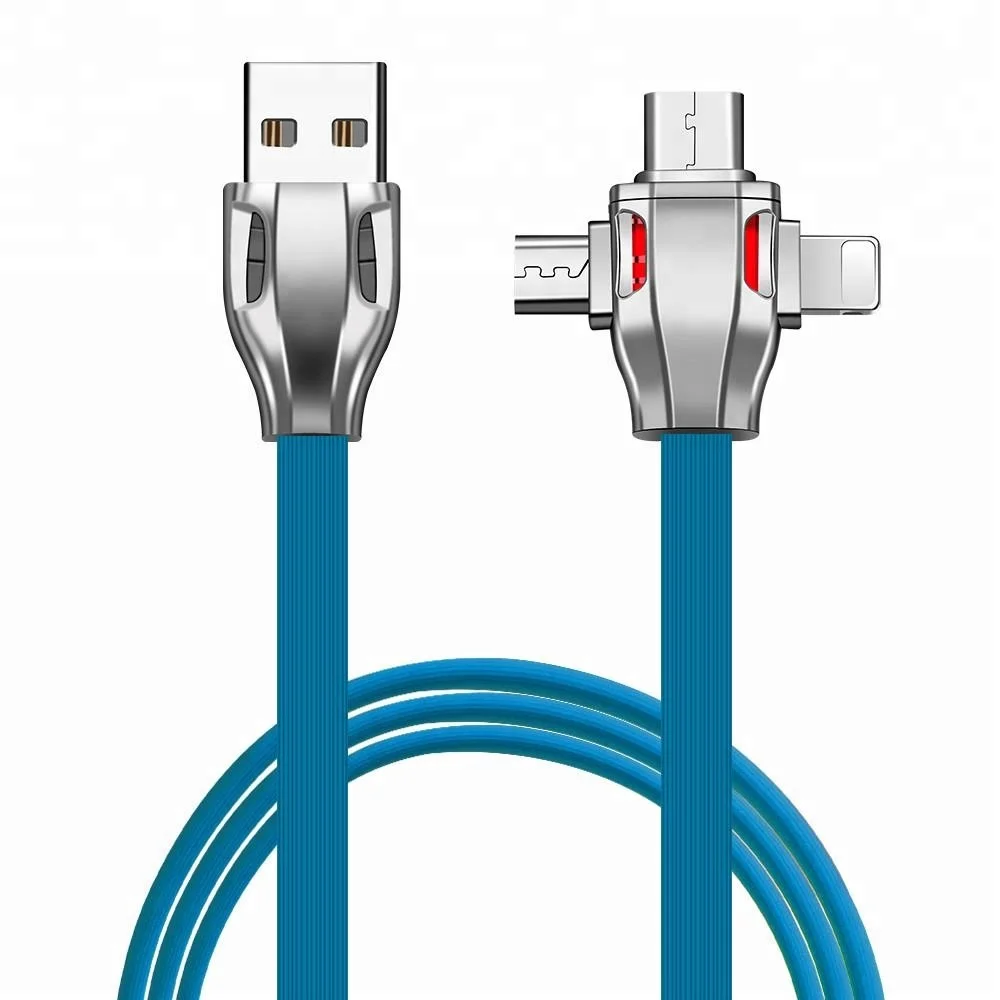 Zinc Alloy 3 in 1 Type C Micro Charging USB Cable