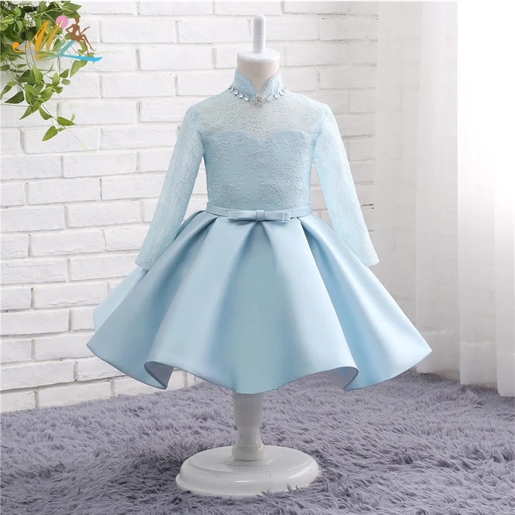 

New autumn children wedding long - sleeved lace baby girl kids pretty princess casual dress, Customized colors