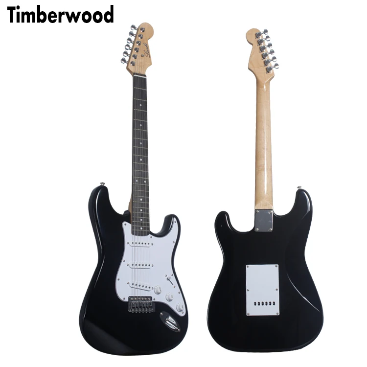 

Black color ST strat stratocaster electric guitar alder body with maple neck for beginner OEM electric guitar for wholesale, N/a