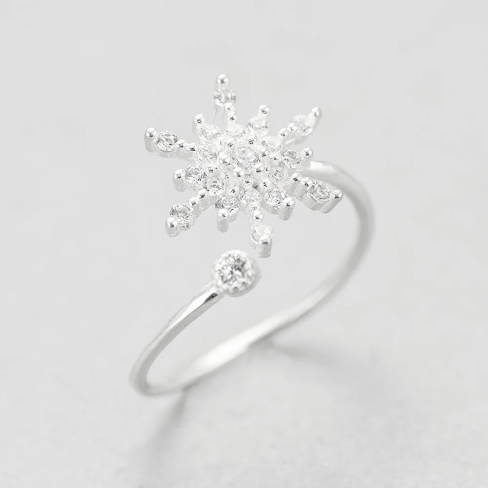 

MYLOVE FREE SHIPPING size adjustable sweet snowflake 925 sterling silver ring jewelry